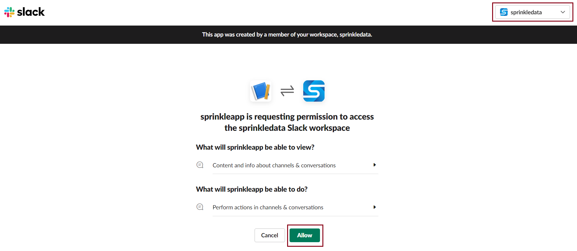 Slack: Allow Permissions